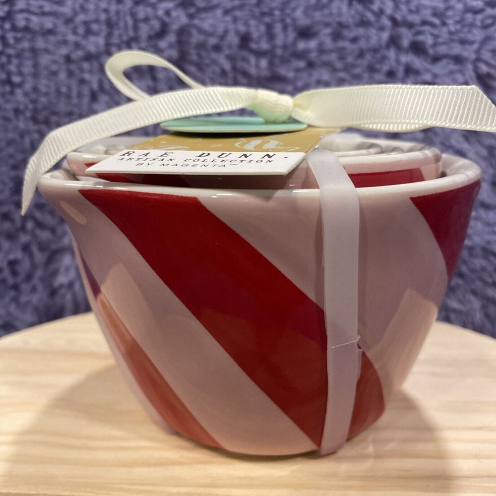RARE 2024 Rae Dunn Pink Candy Cane Christmas Measuring Cups, NEW!